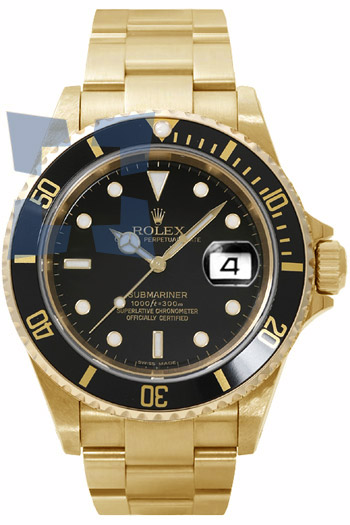 Rolex Submariner Date Series Mens Automatic 18k Yellow Gold Wristwatch 16618 Rolex Submariner Date Series Mens Automatic 18k Yellow Gold Wristwatch 16618