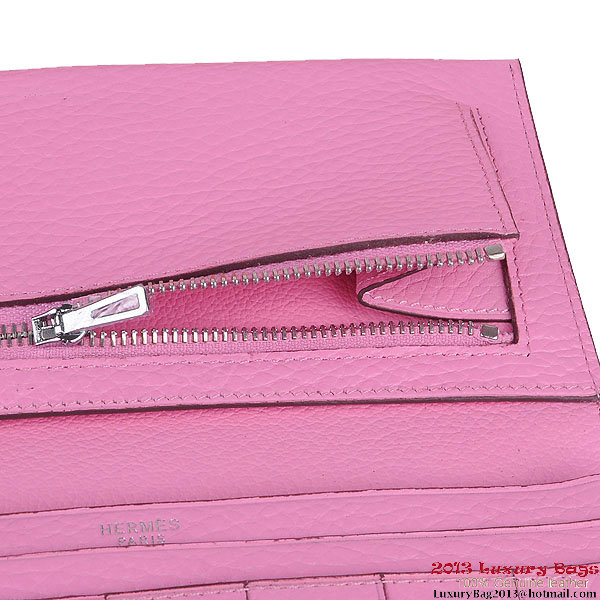 Hermes Bearn Japonaise Clemence Leather Wallet H005 Pink Hermes Bearn Japonaise Clemence Leather Wallet H005 Pink