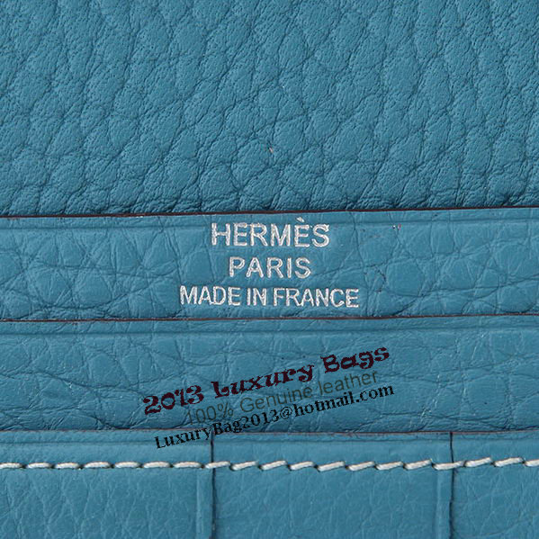 Hermes Bearn Japonaise Bi-Fold Wallet Grainy Leather A208 Blue Hermes Bearn Japonaise Bi-Fold Wallet Grainy Leather A208 Blue
