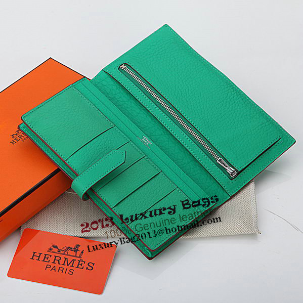 Hermes Bearn Japonaise Bi-Fold Wallet Grainy Leather A208 Light Green Hermes Bearn Japonaise Bi-Fold Wallet Grainy Leather A208 Light Green