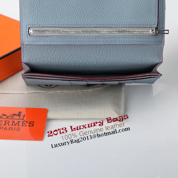 Hermes Bearn Japonaise Bi-Fold Wallet Grainy Leather A208 SkyBlue Hermes Bearn Japonaise Bi-Fold Wallet Grainy Leather A208 SkyBlue