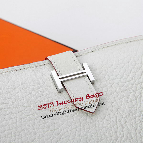 Hermes Bearn Japonaise Bi-Fold Wallet Grainy Leather A208 White Hermes Bearn Japonaise Bi-Fold Wallet Grainy Leather A208 White