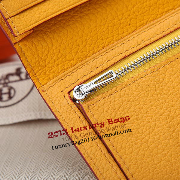 Hermes Bearn Japonaise Bi-Fold Wallet Grainy Leather A208 Yellow Hermes Bearn Japonaise Bi-Fold Wallet Grainy Leather A208 Yellow