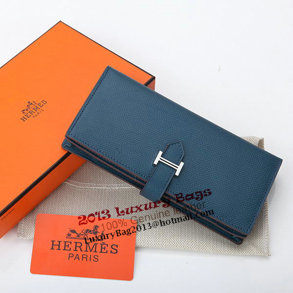 Hermes Bearn Japonaise Bi-Fold Wallet Original Leather A208 Dark Blue Hermes Bearn Japonaise Bi-Fold Wallet Original Leather A208 Dark Blue