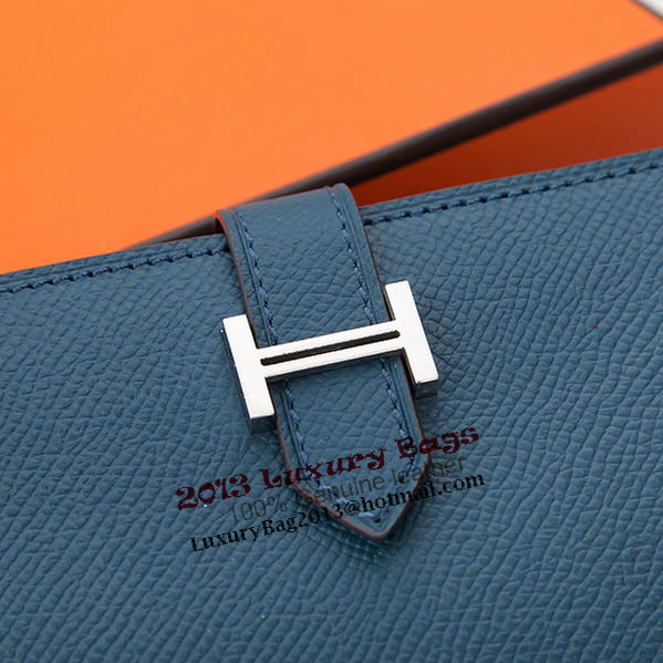 Hermes Bearn Japonaise Bi-Fold Wallet Original Leather A208 Dark Blue Hermes Bearn Japonaise Bi-Fold Wallet Original Leather A208 Dark Blue