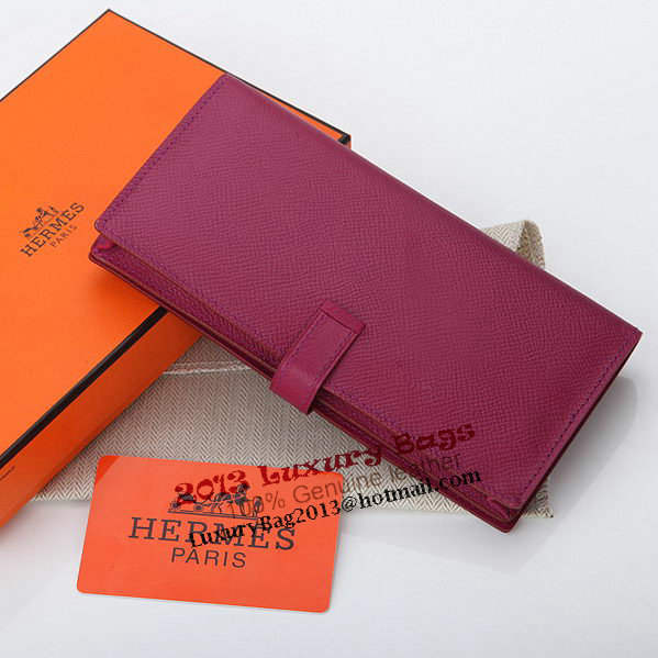 Hermes Bearn Japonaise Bi-Fold Wallet Original Leather A208 Purple Hermes Bearn Japonaise Bi-Fold Wallet Original Leather A208 Purple