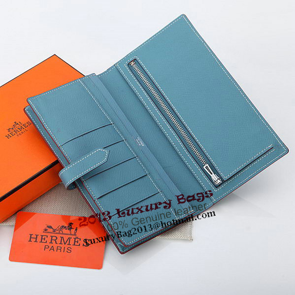 Hermes Bearn Japonaise Bi-Fold Wallet Original Leather A208 SkyBlue Hermes Bearn Japonaise Bi-Fold Wallet Original Leather A208 SkyBlue