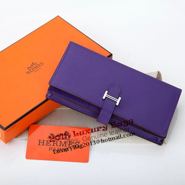 Hermes Bearn Japonaise Bi-Fold Wallet Original Leather A208 Violet Hermes Bearn Japonaise Bi-Fold Wallet Original Leather A208 Violet