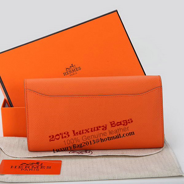 Hermes Constance Long Wallets Original Calfskin Leather A909 Orange Hermes Constance Long Wallets Original Calfskin Leather A909 Orange