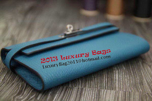 Hermes Kelly Wallet Togo Leather Bi-Fold Purse HA708W Light Blue Hermes Kelly Wallet Togo Leather Bi-Fold Purse HA708W Light Blue