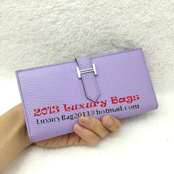 Hermes Bearn Japonaise Bi-Fold Wallet Litchi Leather A208 Lavender Hermes Bearn Japonaise Bi-Fold Wallet Litchi Leather A208 Lavender