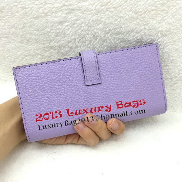 Hermes Bearn Japonaise Bi-Fold Wallet Litchi Leather A208 Lavender Hermes Bearn Japonaise Bi-Fold Wallet Litchi Leather A208 Lavender