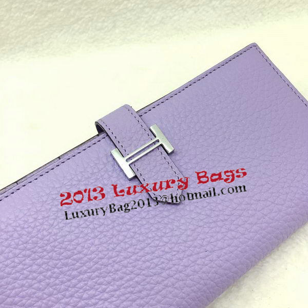 Hermes Bearn Japonaise Bi-Fold Wallet Litchi Leather A208 Lavender Hermes Bearn Japonaise Bi-Fold Wallet Litchi Leather A208 Lavender