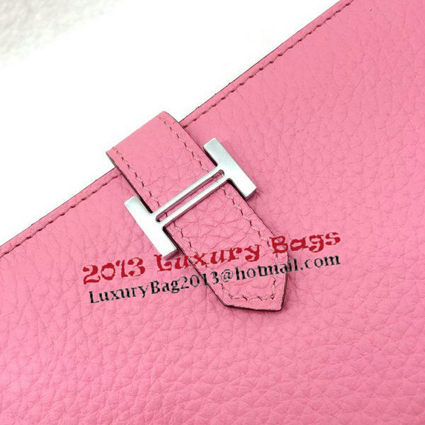 Hermes Bearn Japonaise Bi-Fold Wallet Litchi Leather A208 Pink Hermes Bearn Japonaise Bi-Fold Wallet Litchi Leather A208 Pink