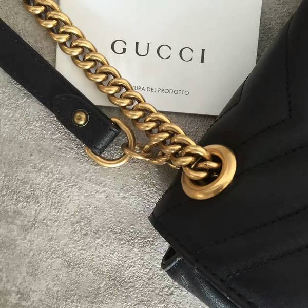 Gucci GG Marmont Sheenskin Shoulder Bag 443497A Black Gucci GG Marmont Sheenskin Shoulder Bag 443497A Black