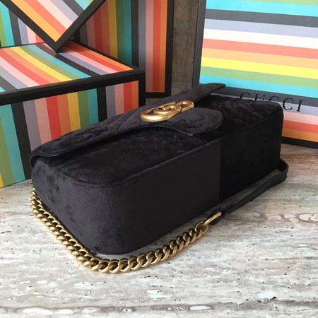Gucci GG Marmont Chevron Velvet Shoulder Bag 443497 Black Gucci GG Marmont Chevron Velvet Shoulder Bag 443497 Black