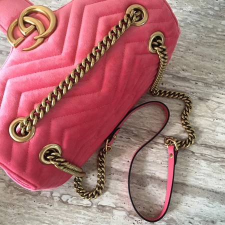 Gucci GG Marmont Chevron Velvet Shoulder Bag 443497 Pink Gucci GG Marmont Chevron Velvet Shoulder Bag 443497 Pink