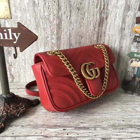 Gucci GG Marmont matelasse Mini Bag 446744 Red Gucci GG Marmont matelasse Mini Bag 446744 Red