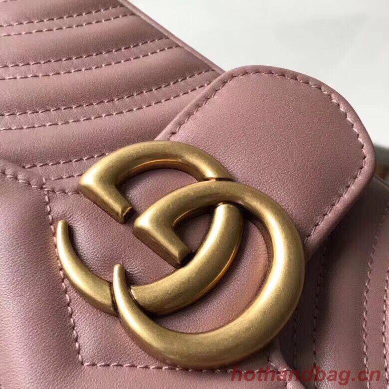 Gucci GG Marmont Original Leather small matelasse shoulder bag 443497 pink Gucci GG Marmont Original Leather small matelasse shoulder bag 443497 pink