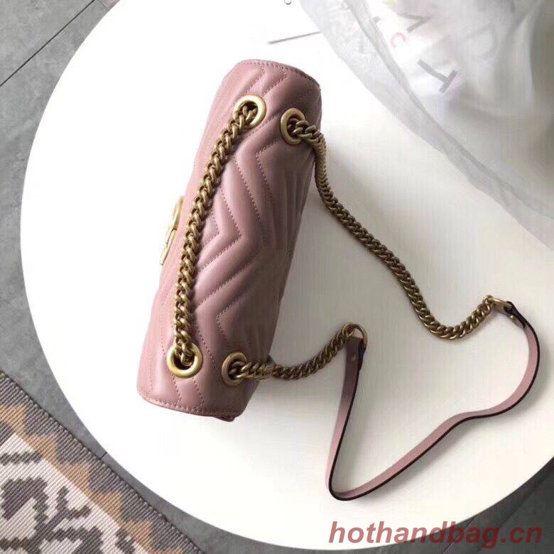 Gucci GG Marmont Original Leather small matelasse shoulder bag 443497 pink Gucci GG Marmont Original Leather small matelasse shoulder bag 443497 pink