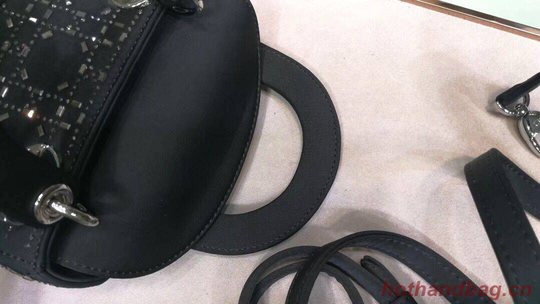 Dior Lady Original Silk Satin-Encrusted Satchel Bag 2369 Black Dior Lady Original Silk Satin-Encrusted Satchel Bag 2369 Black