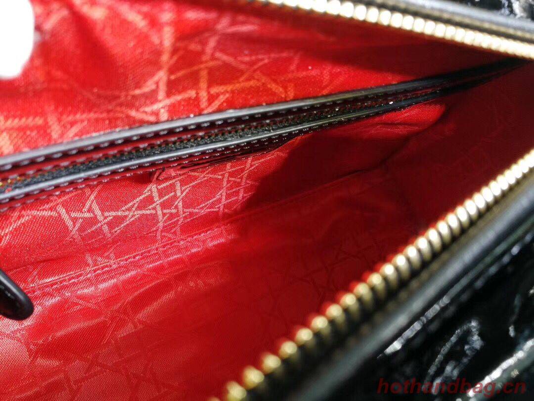 Lady Dior Bag Patent Cannage Calfskin Original Leather CAL44550 Black Lady Dior Bag Patent Cannage Calfskin Original Leather CAL44550 Black