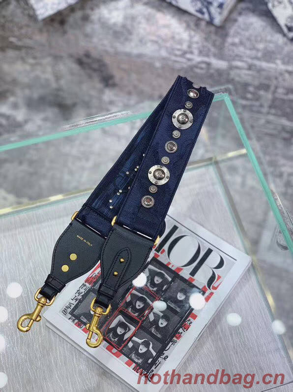 DIOR BLUE MULTICOLOR CAMOUFLAGE FULLY EMBROIDERED STRAP M928
