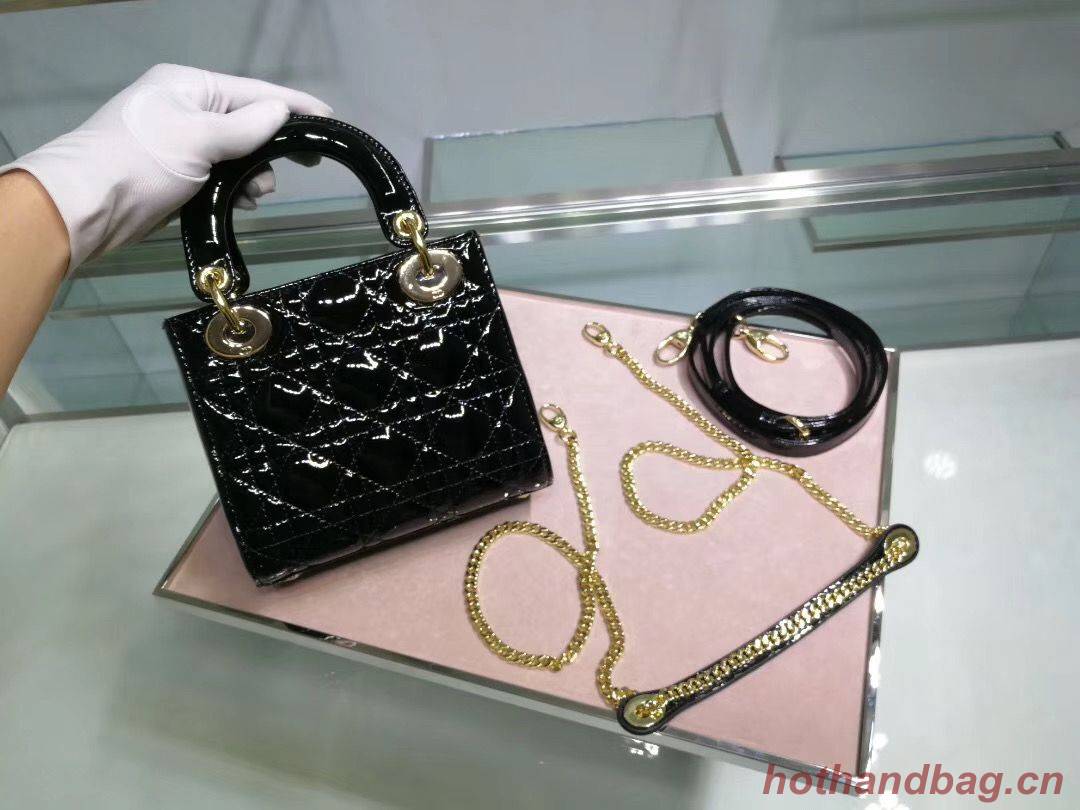 Dior MINI LADY DIOR CALFSKIN Black BAG M0505O Gold Dior MINI LADY DIOR CALFSKIN Black BAG M0505O Gold