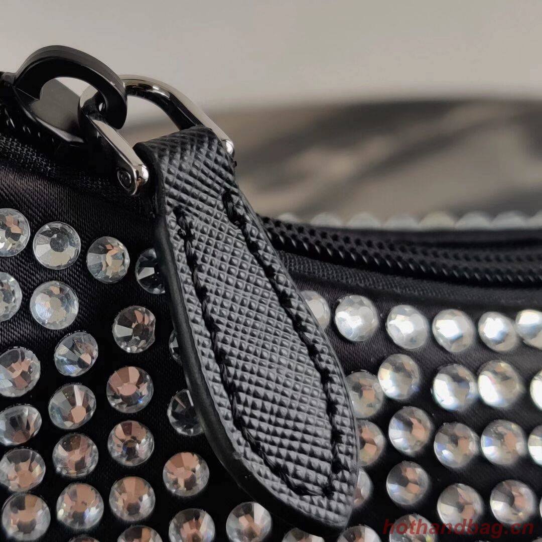 Prada Satin mini-bag with artificial crystals 1BE515Z black Prada Satin mini-bag with artificial crystals 1BE515Z black