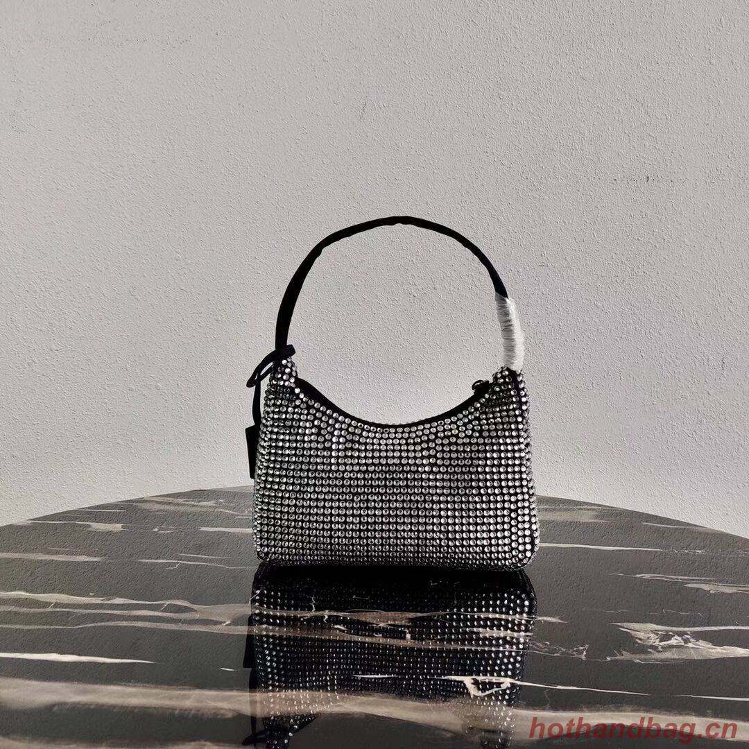 Prada Satin mini-bag with artificial crystals 1BE515Z black Prada Satin mini-bag with artificial crystals 1BE515Z black