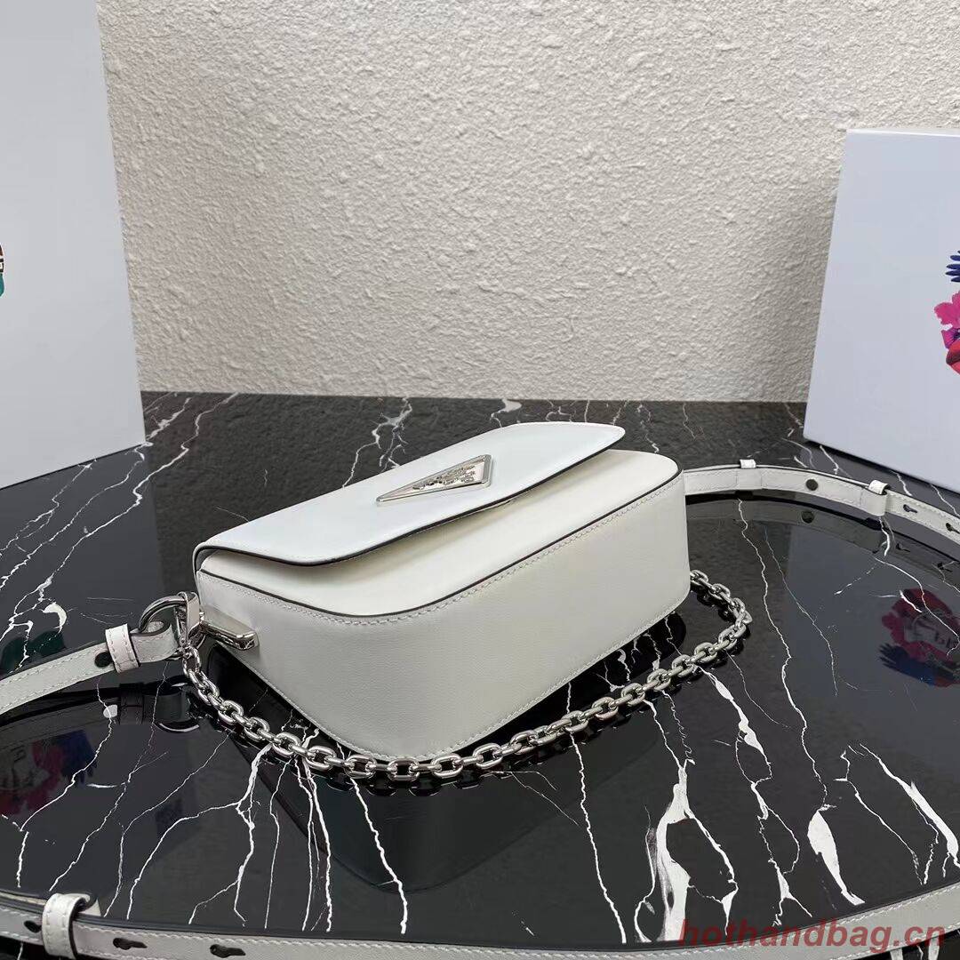 Prada Small brushed leather shoulder bag 1BA263 WHITE Prada Small brushed leather shoulder bag 1BA263 WHITE