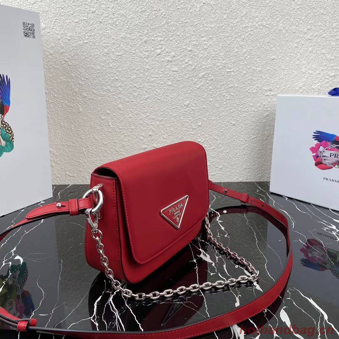 Prada Small brushed leather shoulder bag 1BA263 red