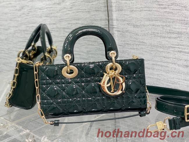 Dior SMALL LADY D-JOY BAG Patent Cannage Calfskin M0613OW blackish green