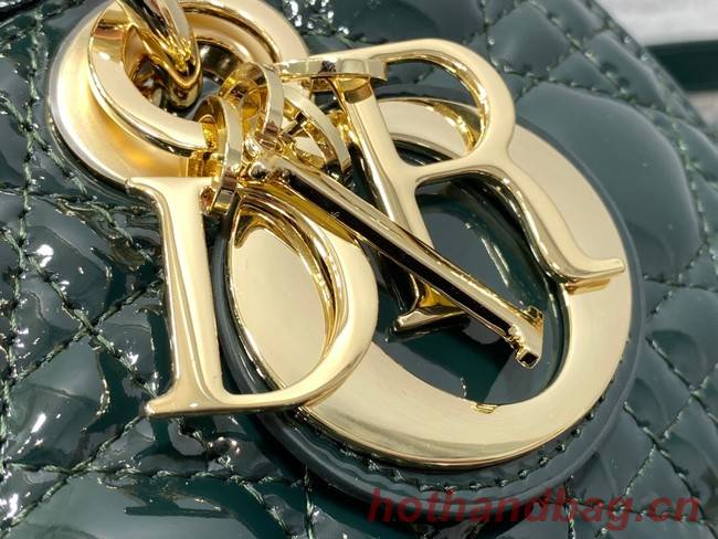 Dior SMALL LADY D-JOY BAG Patent Cannage Calfskin M0613OW blackish green