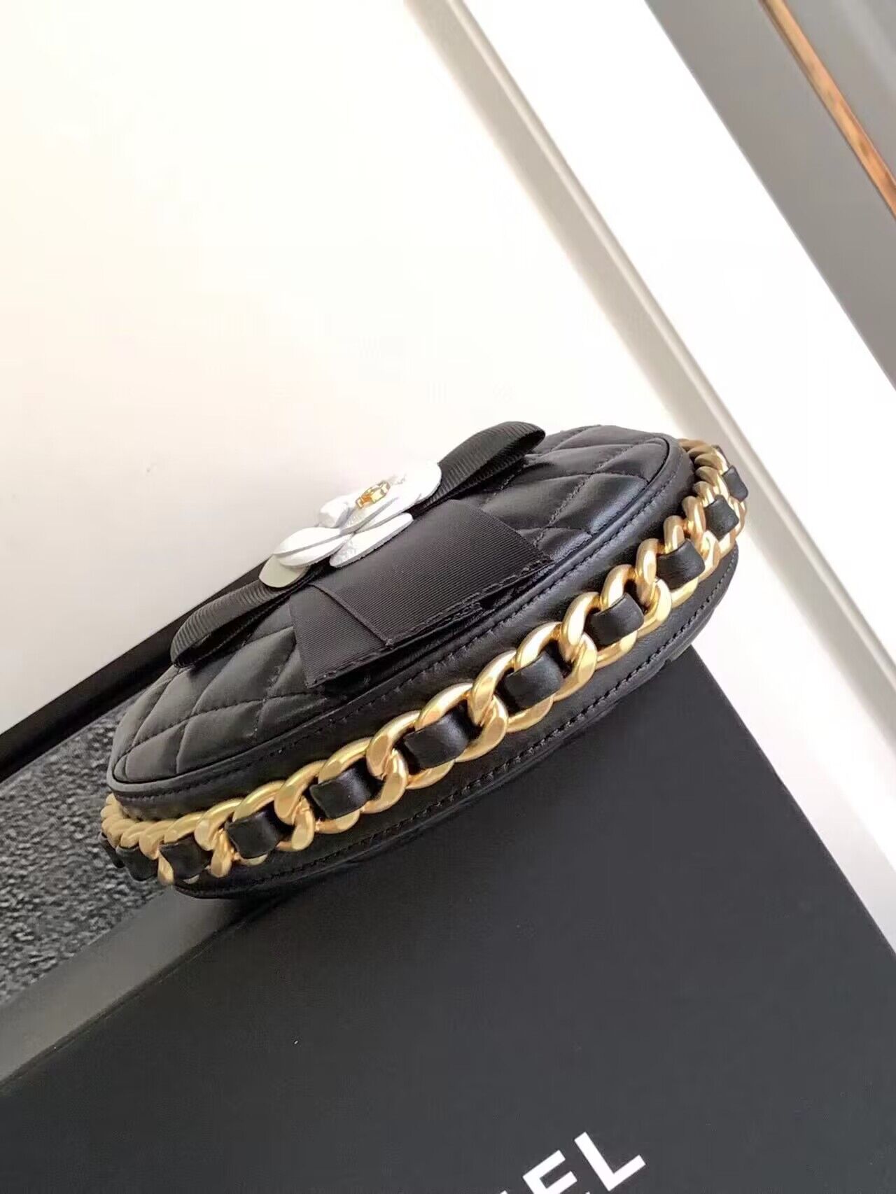 Chanel 23K Original leather Round Camellia Bag AP3584 Black Chanel 23K Original leather Round Camellia Bag AP3584 Black
