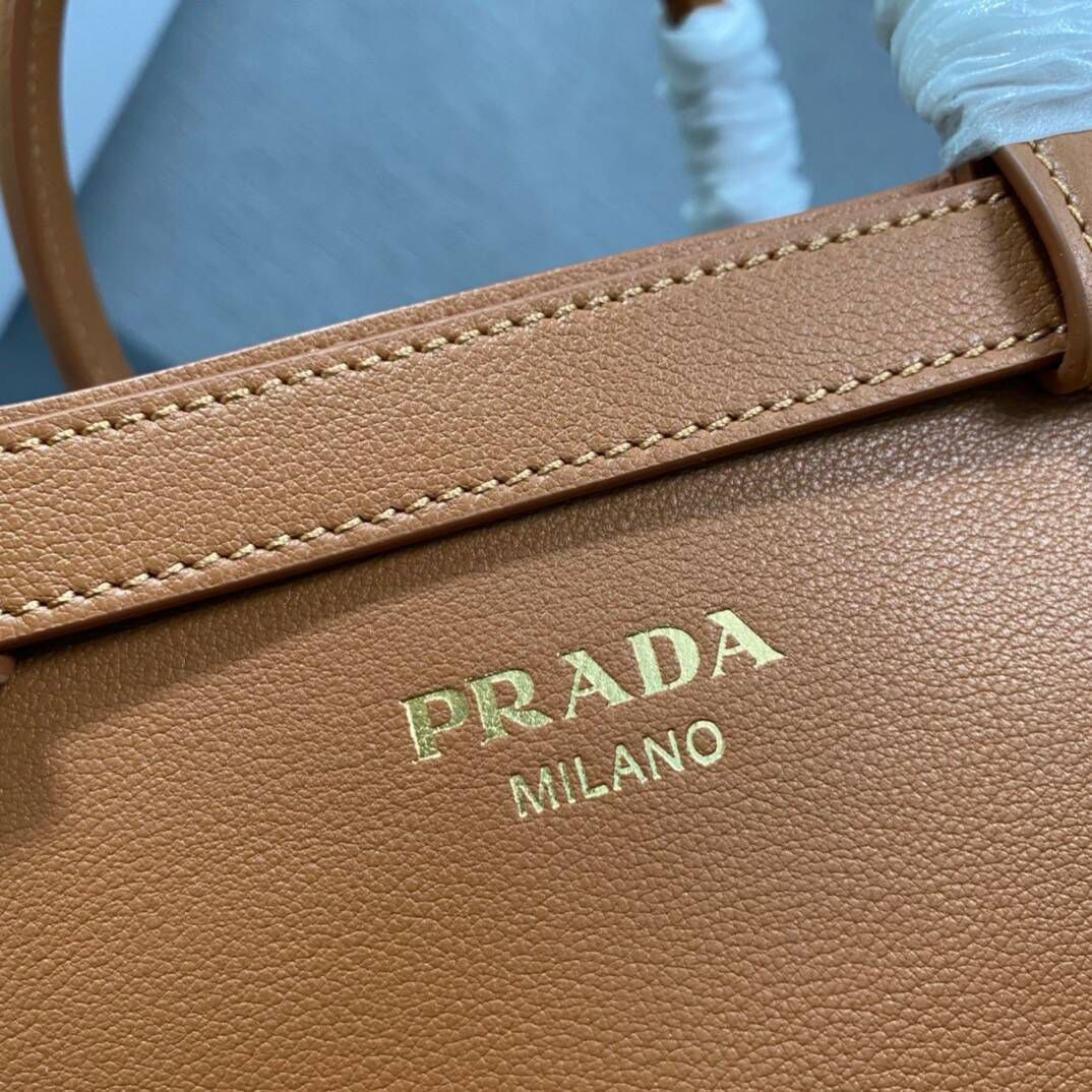 Prada Original Leather Double Top Handle Bag 1BA418 Brown Prada Original Leather Double Top Handle Bag 1BA418 Brown