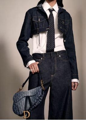 DIOR Saddle Bag with Strap Blue Denim Dior Oblique Jacquard M0455CDC DIOR Saddle Bag with Strap Blue Denim Dior Oblique Jacquard M0455CDC
