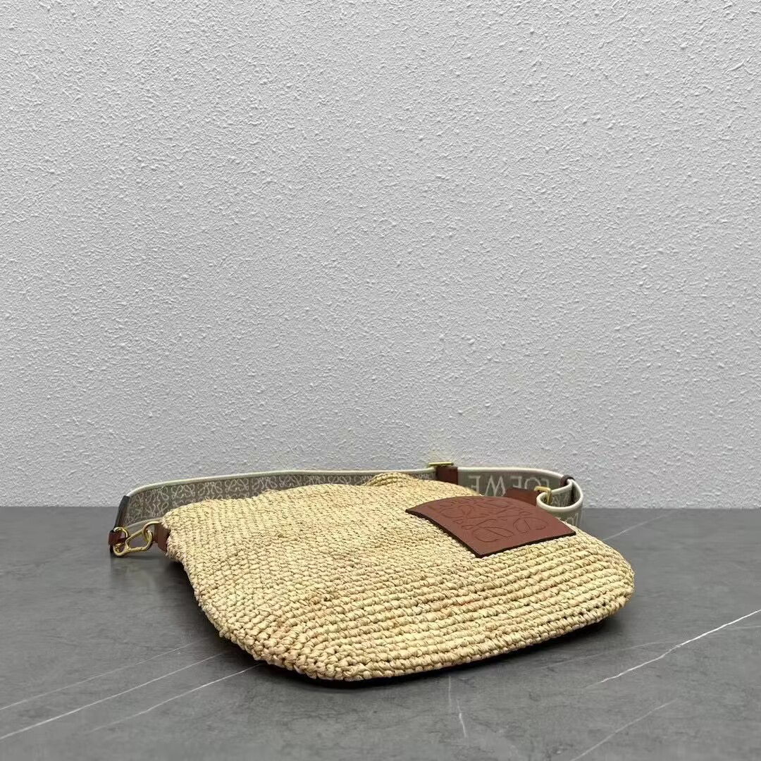 Loewe Woven Raffia Slit Mini Tote Bag 82020 Tan Loewe Woven Raffia Slit Mini Tote Bag 82020 Tan