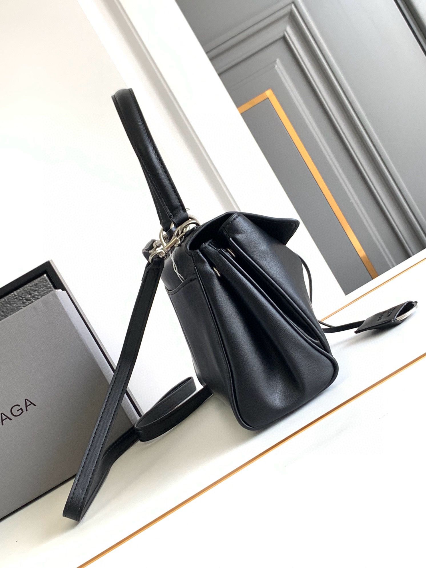 Balenciaga Rodeo Mini Handbag in black smooth calfskin 9027 aged-silver hardware Balenciaga Rodeo Mini Handbag in black smooth calfskin 9027 aged-silver hardware