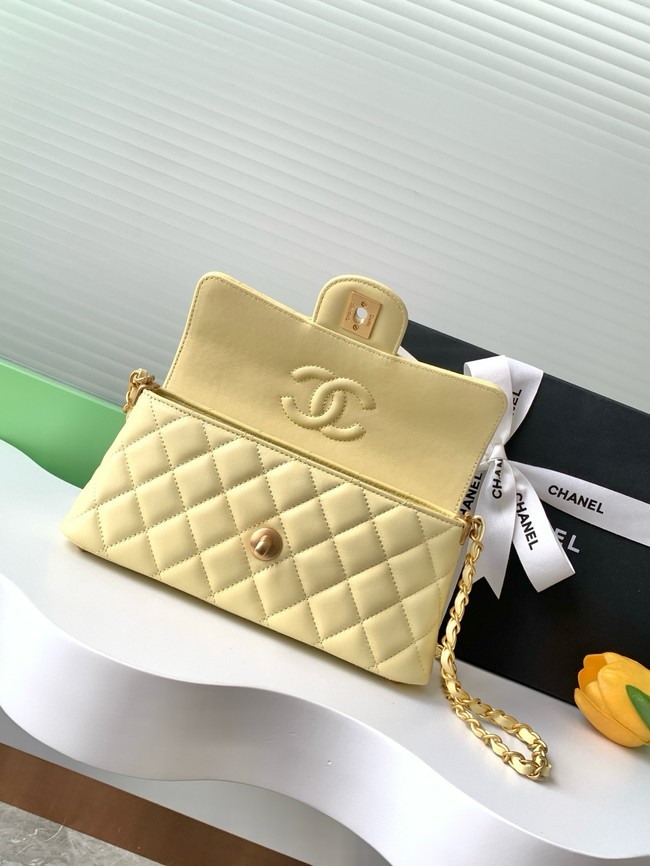 Chanel MINI FLAP BAG WITH TOP HANDLE AS5354 LIGHT YELLOW