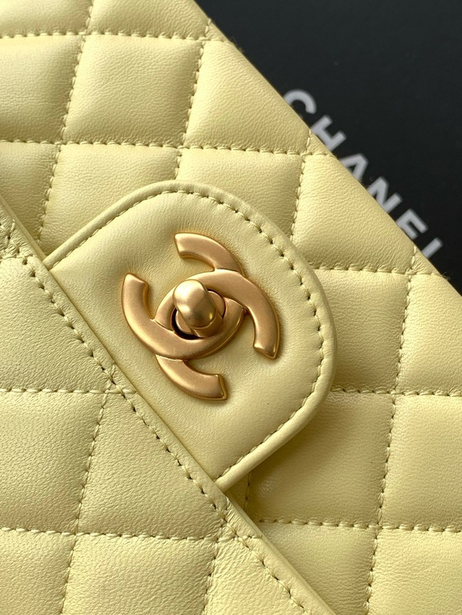 Chanel MINI FLAP BAG WITH TOP HANDLE AS5354 LIGHT YELLOW