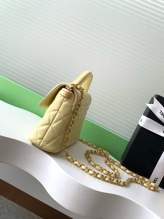 Chanel SMALL FLAP BAG WITH TOP HANDLE AS5355 LIGHT YELLOW