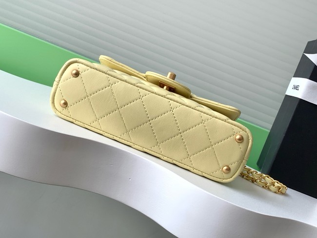 Chanel SMALL FLAP BAG WITH TOP HANDLE AS5355 LIGHT YELLOW
