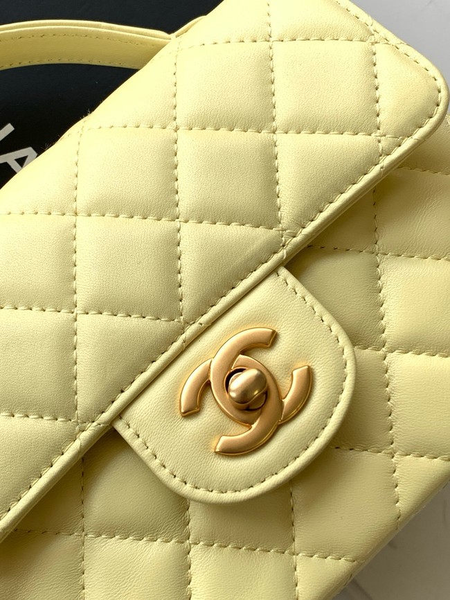 Chanel SMALL FLAP BAG WITH TOP HANDLE AS5355 LIGHT YELLOW
