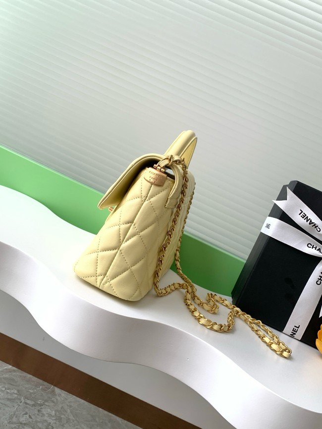 Chanel SMALL FLAP BAG WITH TOP HANDLE AS5356 LIGHT YELLOW