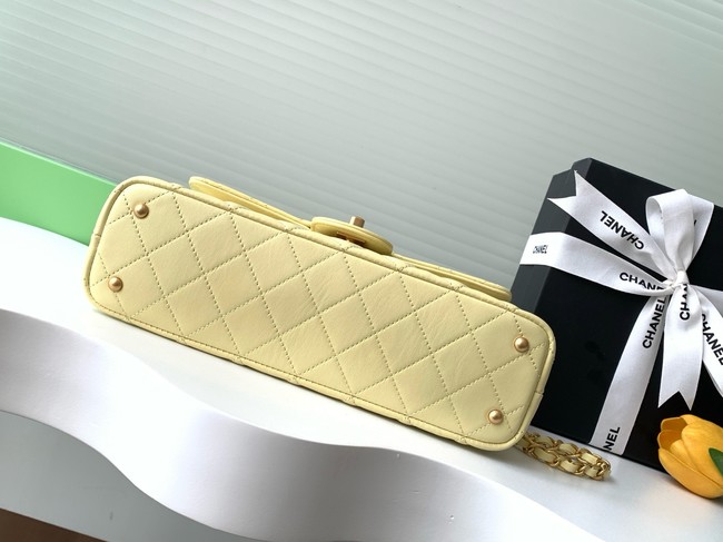 Chanel SMALL FLAP BAG WITH TOP HANDLE AS5356 LIGHT YELLOW