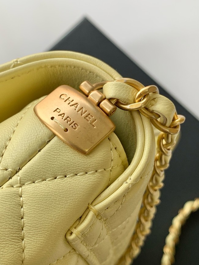 Chanel SMALL FLAP BAG WITH TOP HANDLE AS5356 LIGHT YELLOW