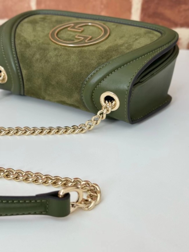 GUCCI BLONDIE SMALL SHOULDER BAG suede 815711 DARK GREEN
