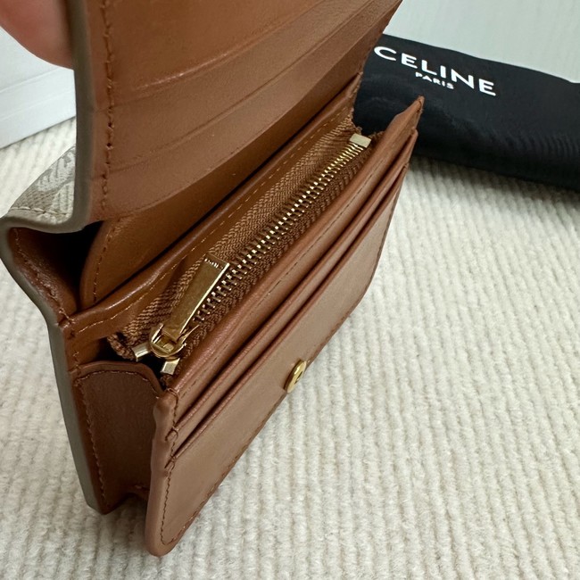 Celine TRIOMPHE COMPACT WALLETIN TRIOMPHE CANVAS 10K623 Off-white