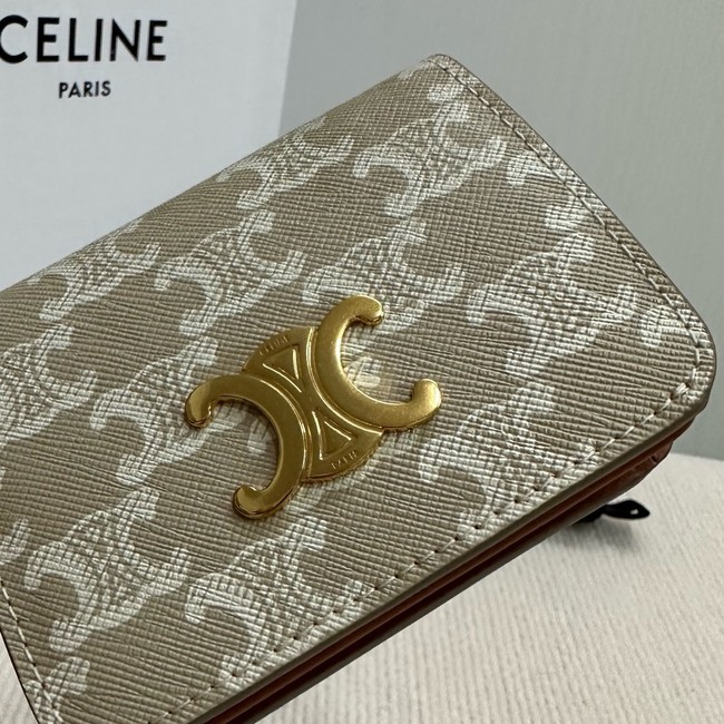 Celine TRIOMPHE COMPACT WALLETIN TRIOMPHE CANVAS 10K623 Off-white